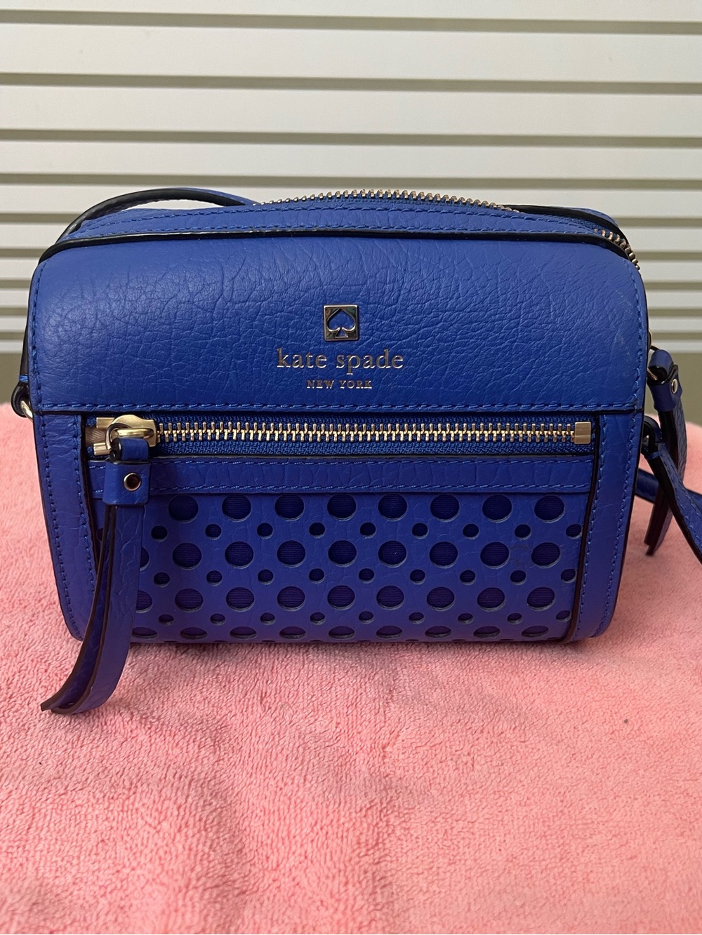 Kate spade Blue Perforated Leather Crossbody Bag